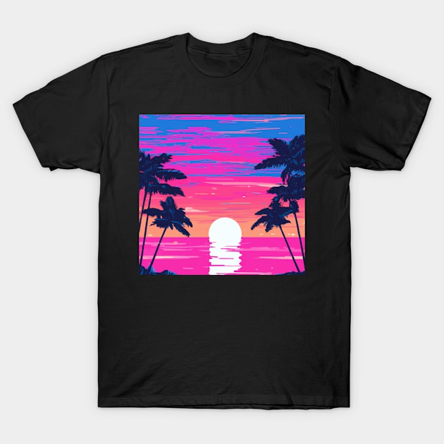 Pink sunset on the beach T-Shirt by SJG-digital